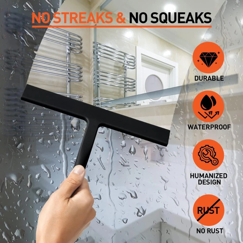 Set Squeegee Silikon Hitam Mat - Glass Cleaner Streak ulasan dan harga